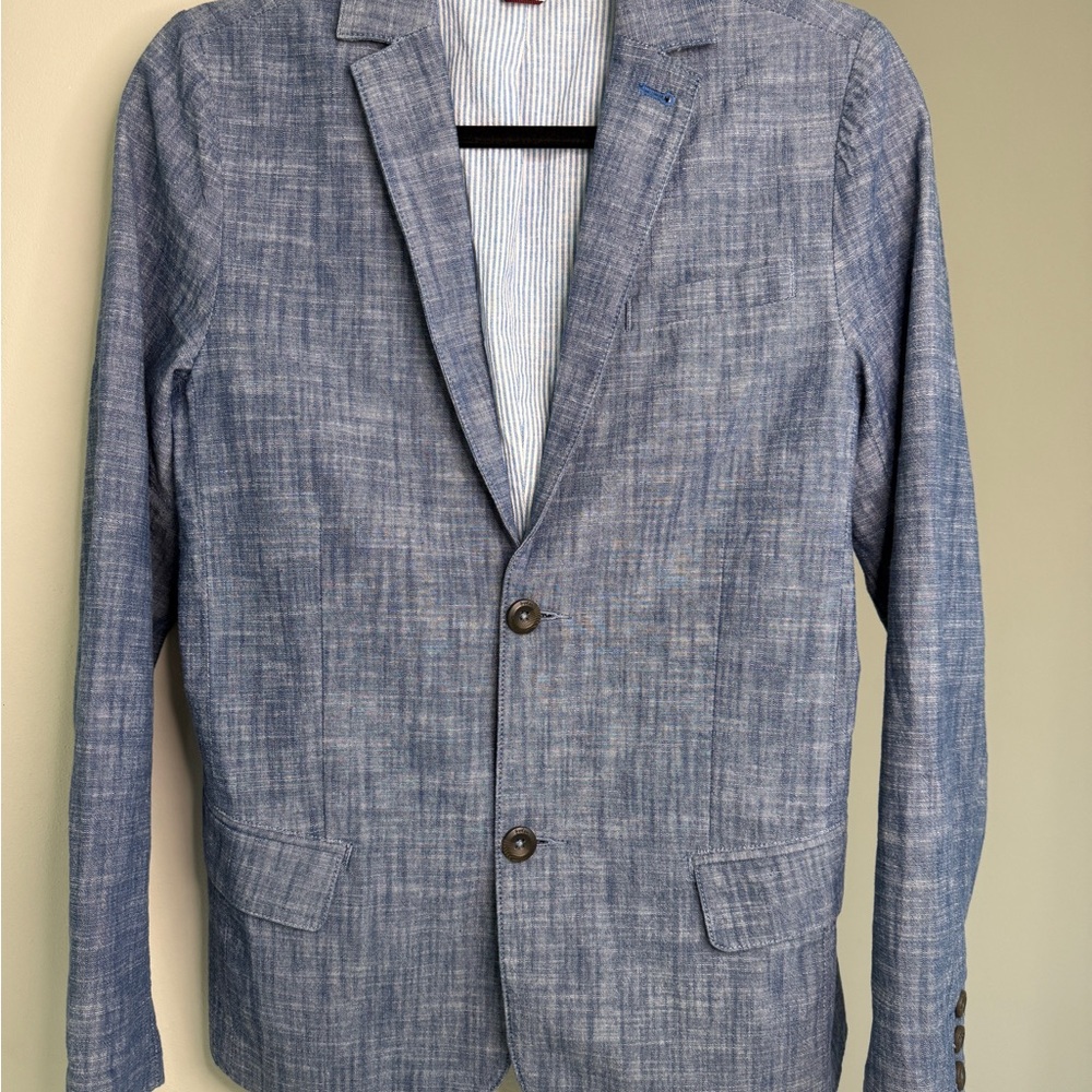 Boys Blue Boden Chambray Blazer Size 13-14